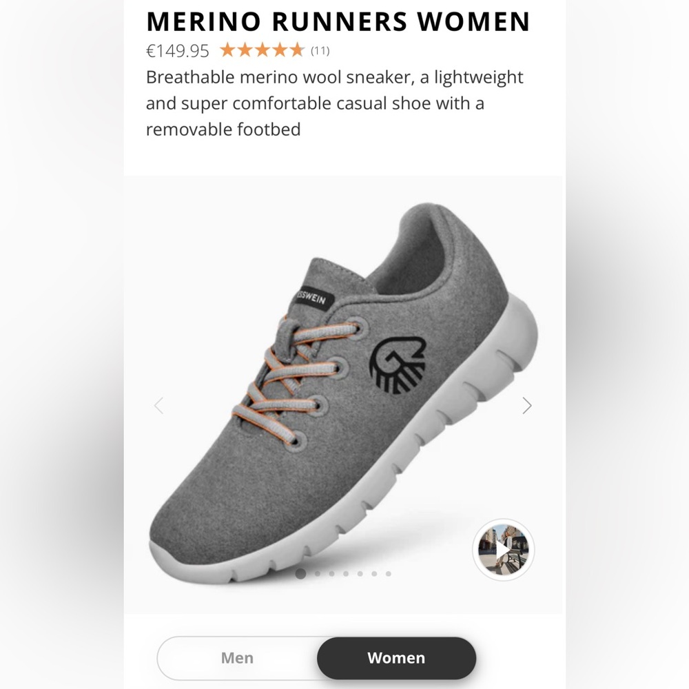 Giesswein Women’s Merino Wool Runner Sneakers,Size-(EU)38-(US)-7,Color-Grey